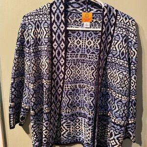 Ruby Rd. Navy and Cream Geometric Cardigan